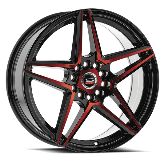SPEC-1 SP-54 5x114.3/ 5x100+38 Gloss Black& Red Machined WHEELS